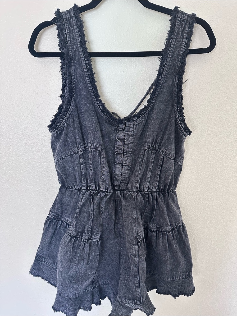 Free People Washed Black Denim Romper - Picture 2 of 5